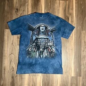 Smithsonian Institution Tie Dye P-51C Mustang Jet Cockpit Graphic T-shirt Size M
